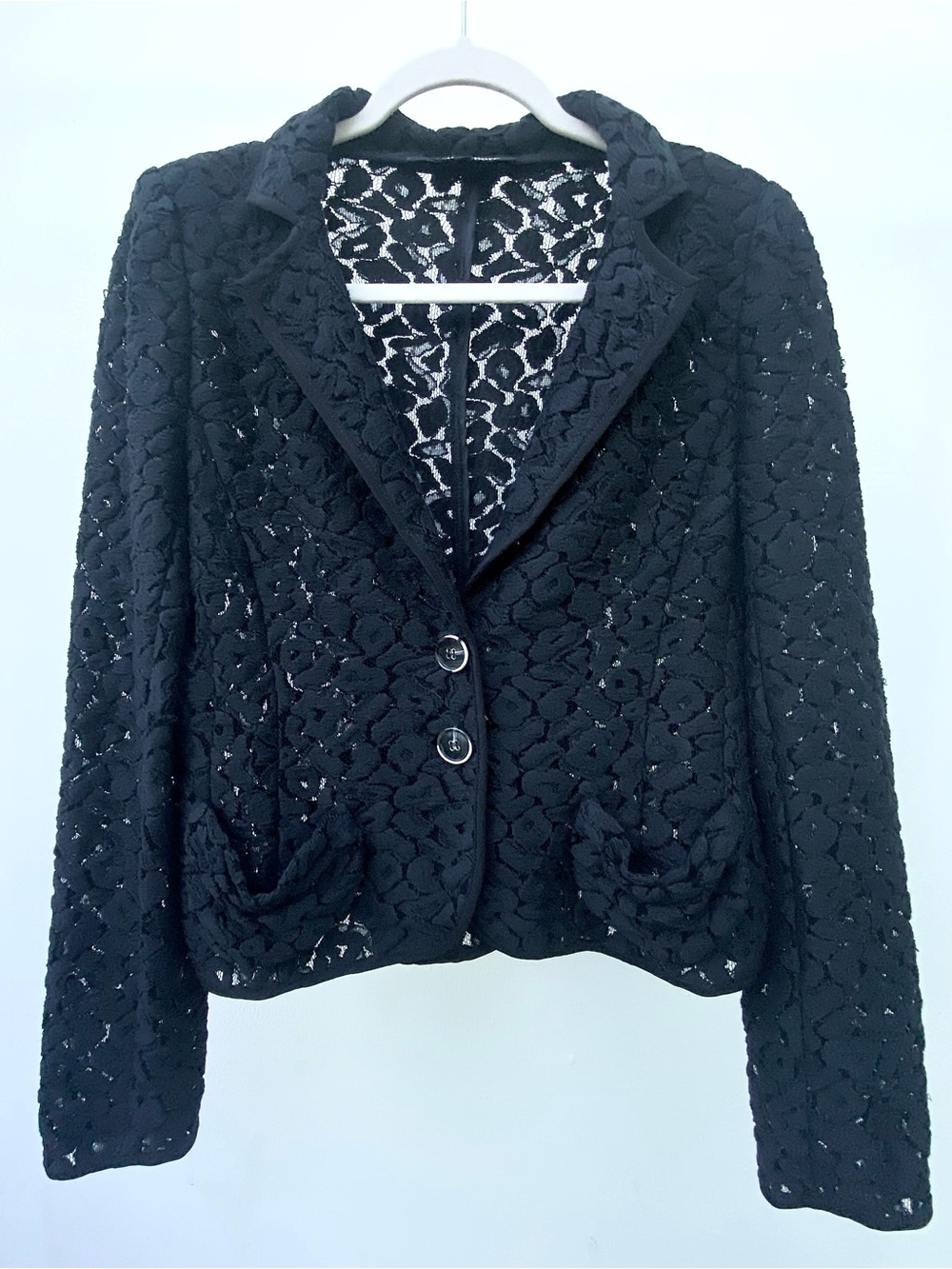 Y2K Nanette Lepore Black Lace Blazer Size 8